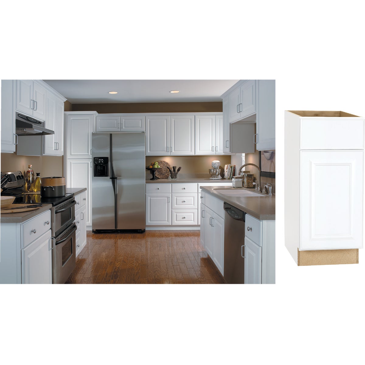 Continental Cabinets Hamilton 15 In. W. x 34-1/2 In. H. x 24 In. D. White Thermofoil Base Kitchen Cabinet