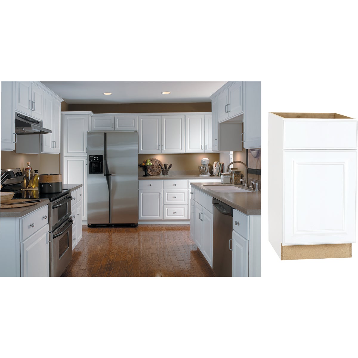 Continental Cabinets Hamilton 18 In. W. x 34-1/2 In. H. x 24 In. D. White Thermofoil Base Kitchen Cabinet