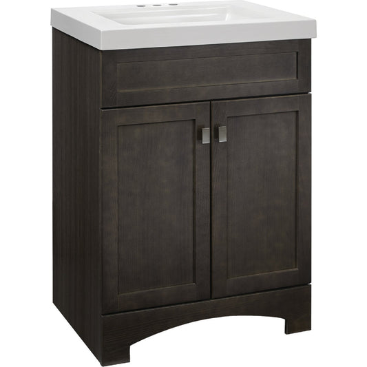 Continental Cabinets Davison Gray 24-1/2 In. W x 35-1/2 In. H x 18-3/4 In. D Vanity with White Cultured Marble Top