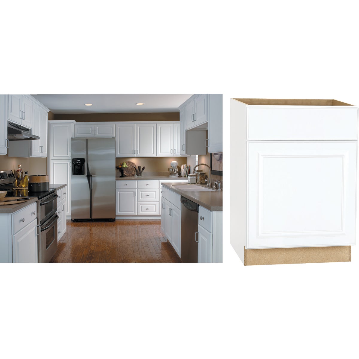 Continental Cabinets Hamilton 24 In. W. x 34-1/2 In. H. x 24 In. D. White Thermofoil Base Kitchen Cabinet