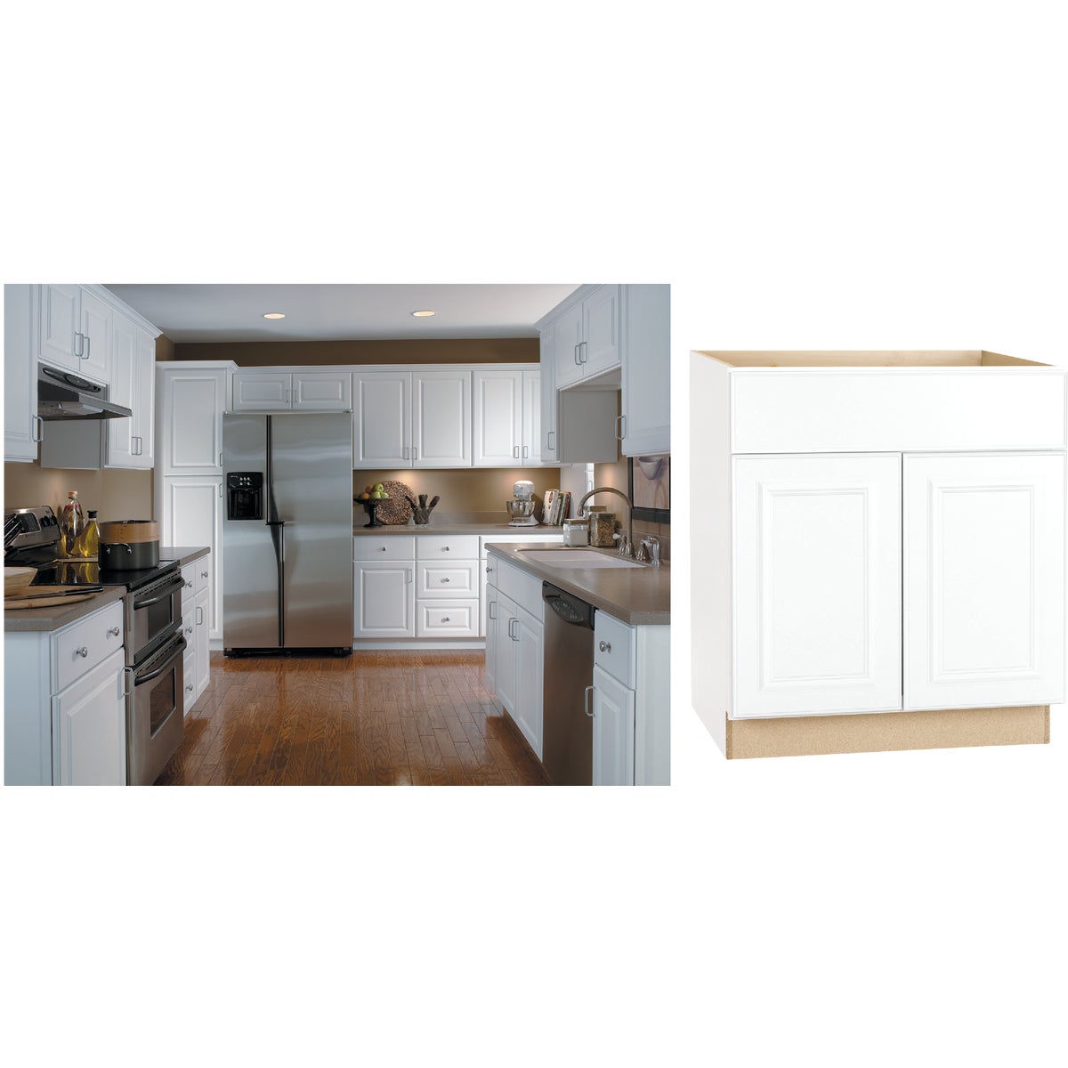 Continental Cabinets Hamilton 30 In. W. x 34-1/2 In. H. x 24 In. D. White Thermofoil Base Kitchen Cabinet