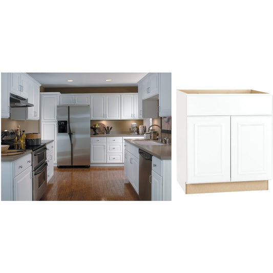 Continental Cabinets Hamilton 30 In. W. x 34-1/2 In. H. x 24 In. D. White Thermofoil Base Kitchen Cabinet