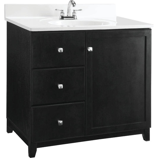 Design House Shorewood Espresso 30 In. W x 33 In. H x 21 In. D Vanity Base, 1 Door/2 Drawer