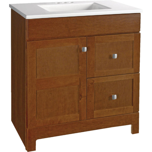 Continental Cabinets Allenton Auburn 30-1/2 In. W x 34-1/2 In. H x 19 In. D Vanity with White Cultured Marble Top