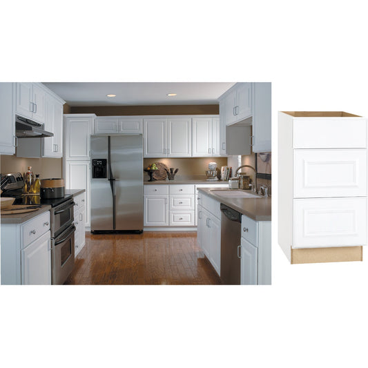 Continental Cabinets Hamilton 18 In. W. x 34-1/2 In. H. x 24 In. D. White Thermofoil Drawer Base Kitchen Cabinet