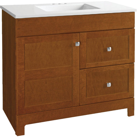 Continental Cabinets Allenton Auburn 36-1/2 In. W x 34-1/2 In. H x 19 In. D Vanity with White Cultured Marble Top