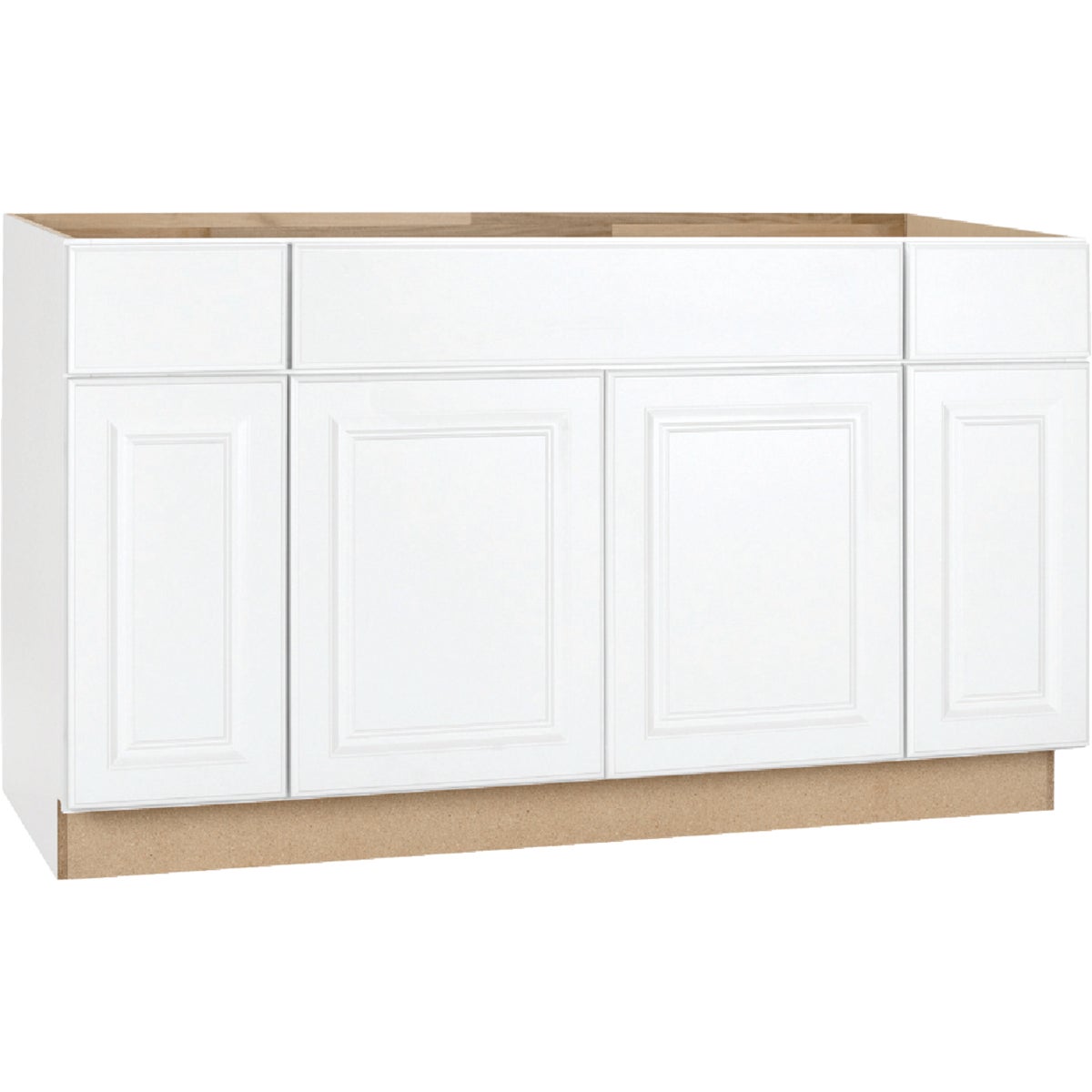 Continental Cabinets Hamilton 60 In. W x 34-1/2 In. H x 24 In. D White Thermofoil Sink/Cooktop Base Kitchen Cabinet