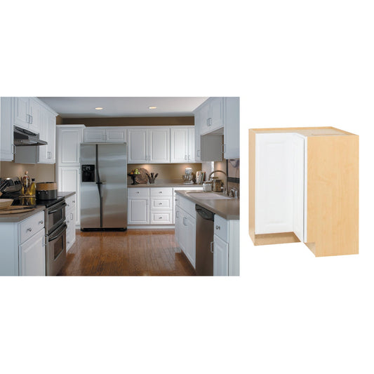 Continental Cabinets Hamilton 36 In. W. x 34-1/2 In. H. x 24 In. D. White Thermofoil Lazy Susan Base Kitchen Cabinet