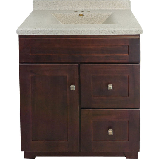 CraftMark CherryVale Shaker Cherry 30 In. W x 34 In. H x 21 In. D Vanity Base, 1 Door/2 Drawer