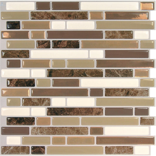 Smart Tiles Approx. 10 In. x 10 In. Glass-Like Vinyl Backsplash Peel & Stick, Bellagio Nola Mosaic