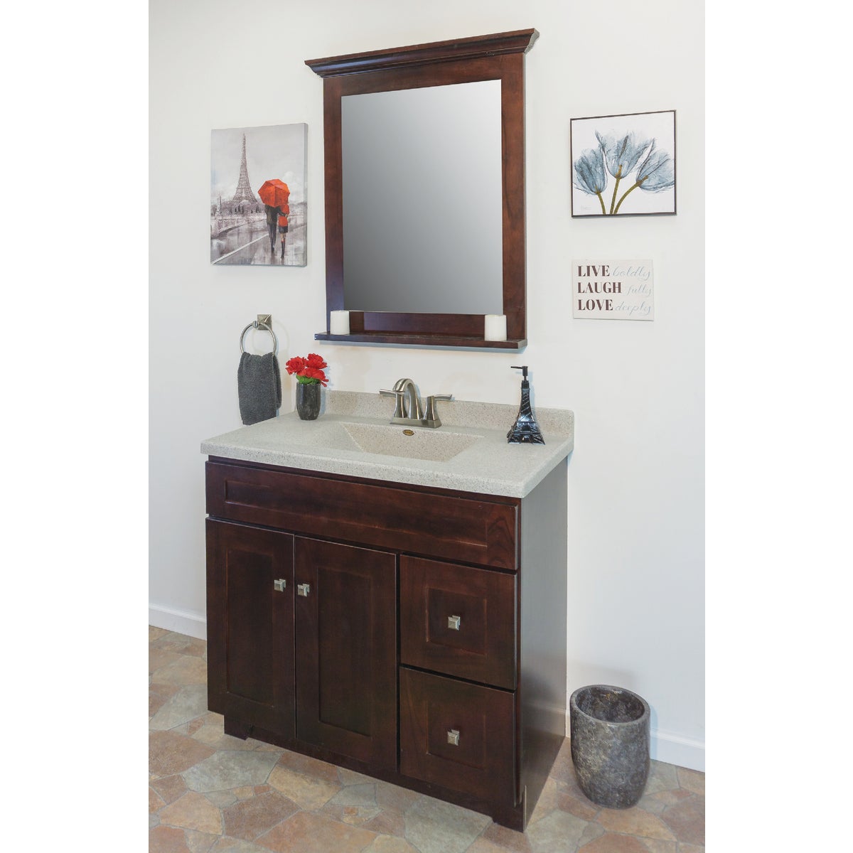 CraftMark CherryVale Shaker Cherry 36 In. W x 34 In. H x 21 In. D Vanity Base, 2 Door/2 Drawer