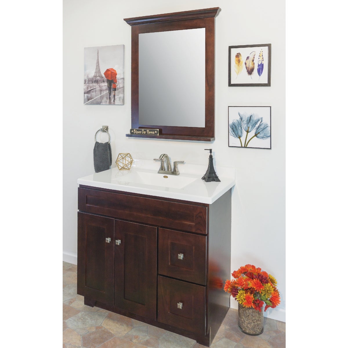 CraftMark CherryVale Shaker Cherry 36 In. W x 34 In. H x 21 In. D Vanity Base, 2 Door/2 Drawer