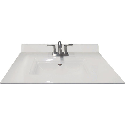 Imperial Marble 31 In. W x 22 In. D White Cultured Marble Vanity Top with Waterfall Edge Bowl