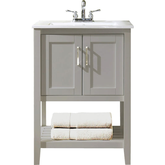 Design House Valerie Dove Gray 24 In. W x 34 In. H x 18 In. D Vanity with White Porcelain Top