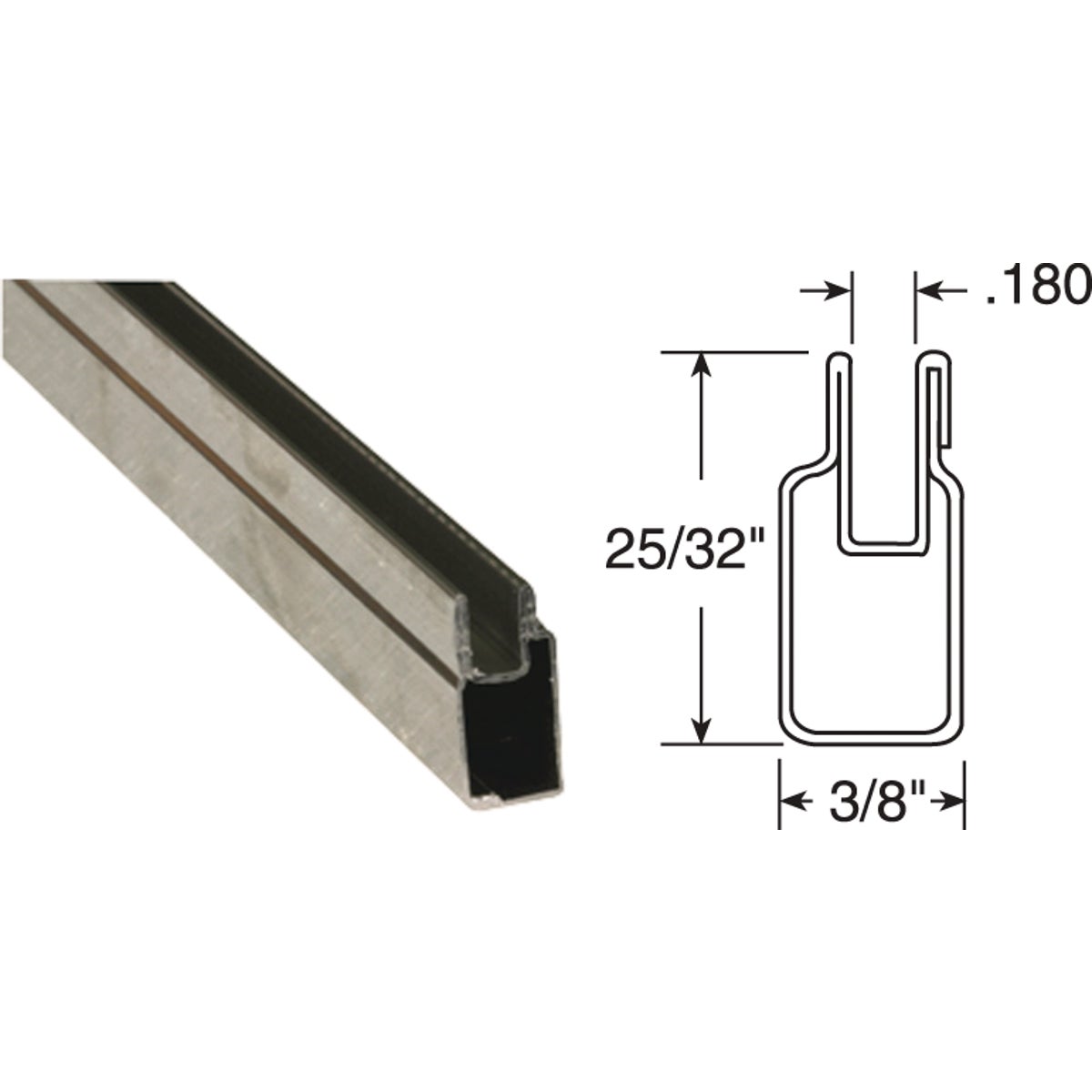 Prime-Line 3/8 In. x 25/32 In. x 94 In. Mill Aluminum Window Frame