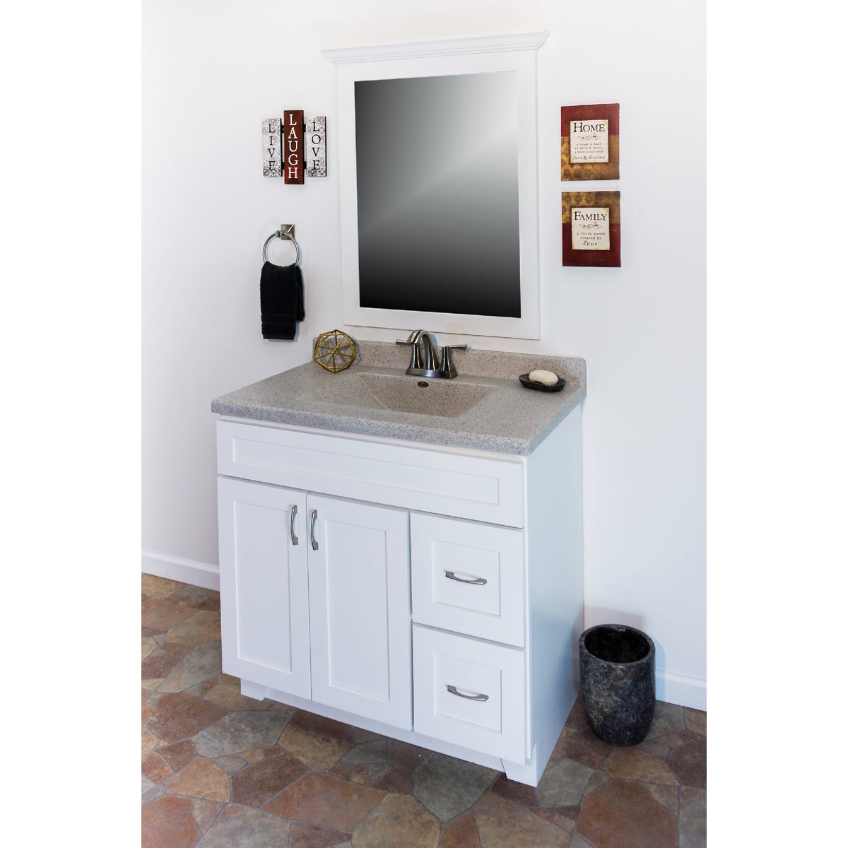 CraftMark Shaker Retreat White 36 In. W x 34 In. H x 21 In. D Vanity Base, 2 Door/2 Drawer