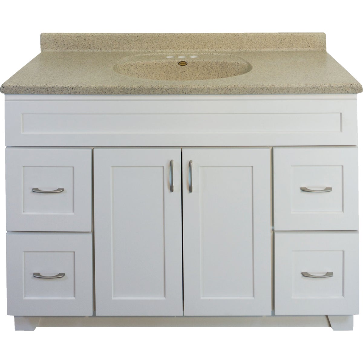 CraftMark Shaker Retreat White 48 In. W x 34 In. H x 21 In. D Vanity Base, 2 Door/4 Drawer