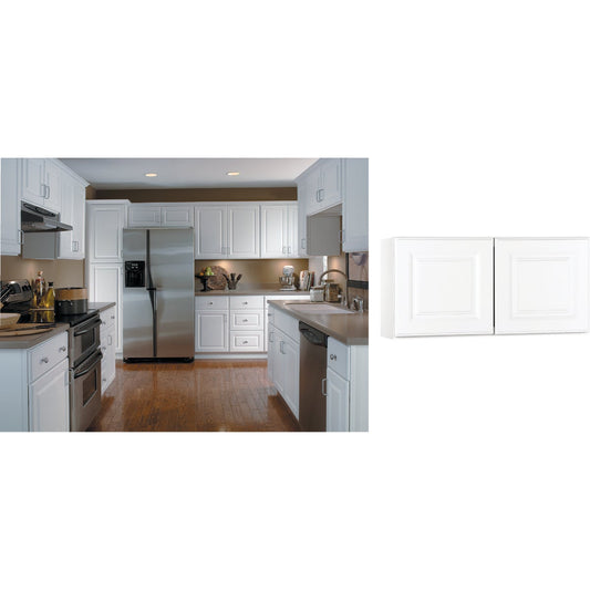 Continental Cabinets Hamilton 30 In. W. x 15 In. H. x 12 In. D. White Thermofoil Bridge Wall Kitchen Cabinet