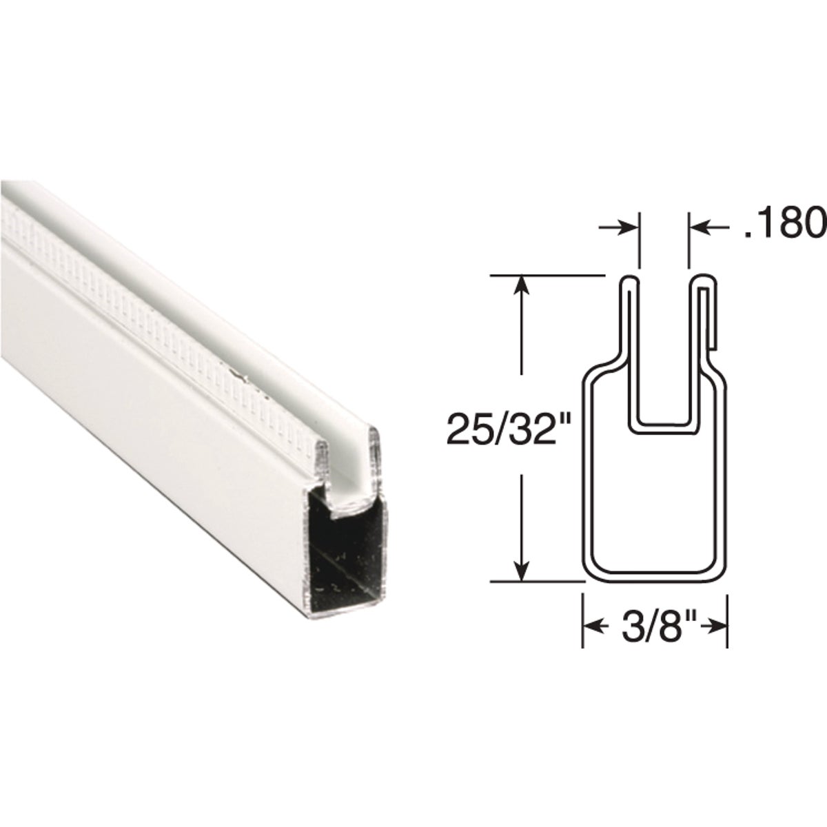 Prime-Line 3/8 In. x 25/32 In. x 94 In. White Aluminum Window Frame