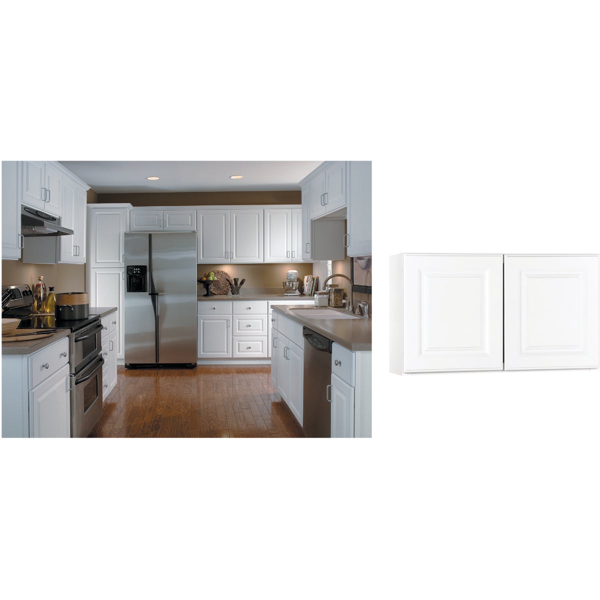 Continental Cabinets Hamilton 30 In. W. x 18 In. H. x 12 In. D. White Thermofoil Bridge Wall Kitchen Cabinet