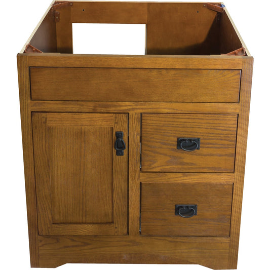 CraftMark Craftsmen Estate Oak 30 In. W x 34 In. H x 21 In. D Vanity Base, 1 Door/2 Drawer