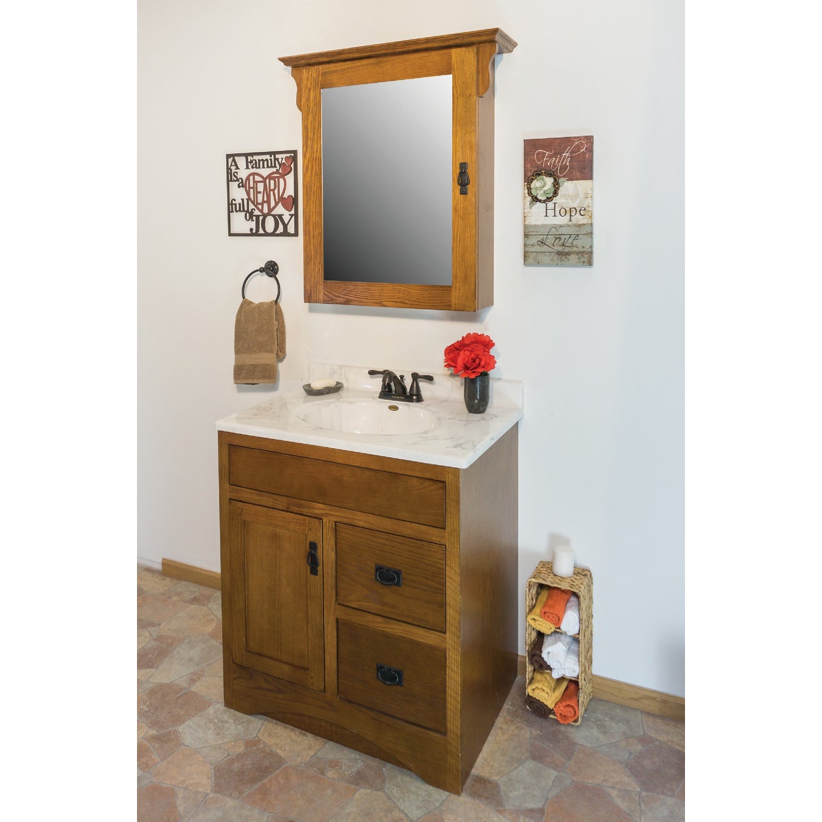 CraftMark Craftsmen Estate Oak 30 In. W x 34 In. H x 21 In. D Vanity Base, 1 Door/2 Drawer