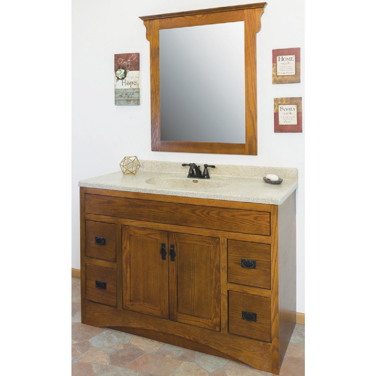 CraftMark Craftsmen Estate Oak 48 In. W x 34 In. H x 21 In. D Vanity Base, 2 Door/4 Drawer