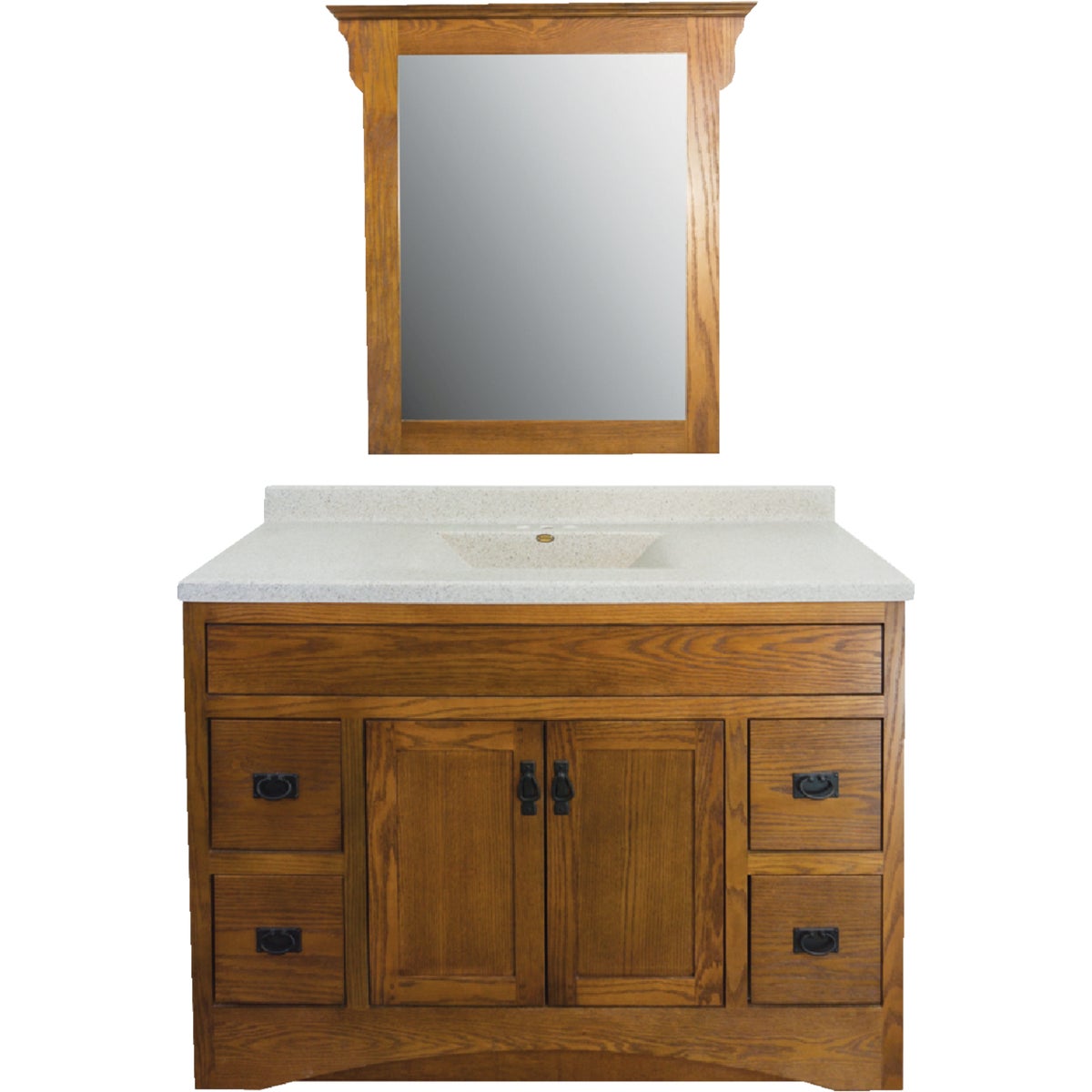 CraftMark Craftsmen Estate Oak 48 In. W x 34 In. H x 21 In. D Vanity Base, 2 Door/4 Drawer