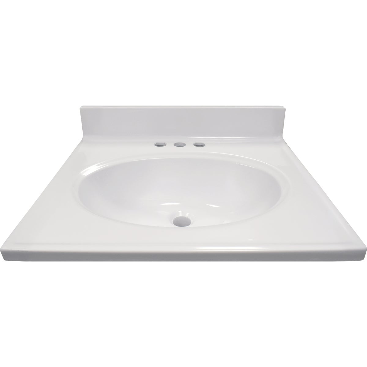 Modular Vanity Tops 19 In. W x 17 In. D Solid White Cultured Marble Non-Drip Edge Vanity Top with Oval Bowl