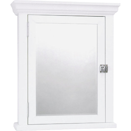 Zenith American White 22.25 In. W x 27.25 In. H x 5.75 In. D Single Mirror Surface Mount Crown Pediment Medicine Cabinet