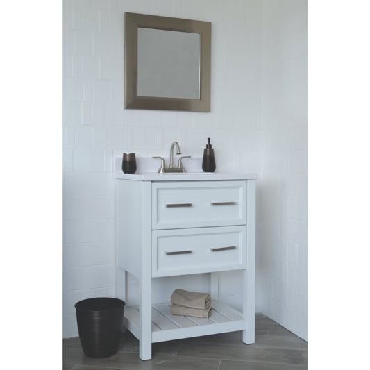 Modular Sorrento White 25 In. W x 34-1/2 In. H x 19 In. D Vanity with White Cultured Marble Top