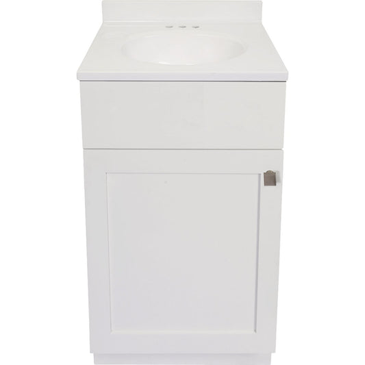 Modular Charleston White 18 In. W x 34-1/2 In. H x 16 In. D Vanity with White Cultured Marble Top