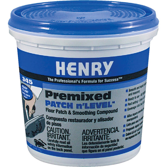 Henry 345 Premixed Patch n'LEVEL Floor Patch & Smoothing Compound, Gray, 1 Qt.