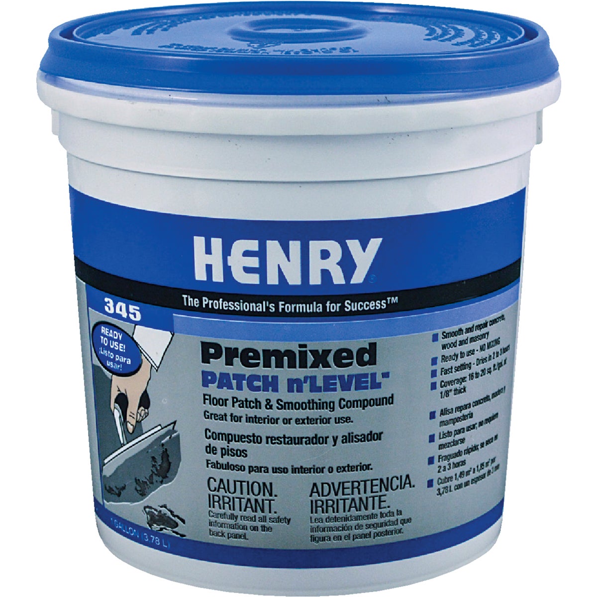 Henry 345 Premixed Patch n'LEVEL Floor Patch & Smoothing Compound, Gray, 1 Gal.