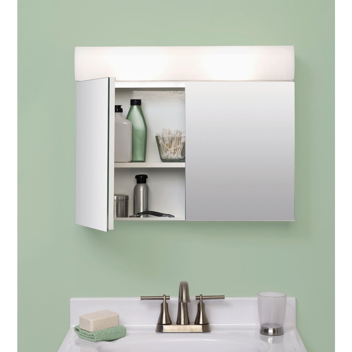 Zenith Zenna Home Frameless 23.25 In. W. x 18.63 In. H. x 5.88 In. D. Bi-View Surface Mounted Lighted Medicine Cabinet