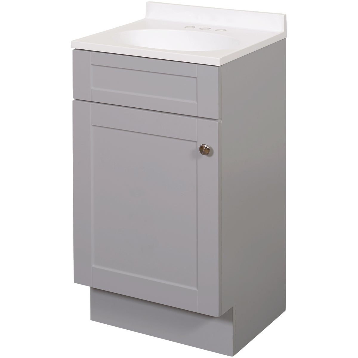 Zenith Zenna Home Cool Gray 18 In. W x 35 In. H x 16 In. D Shaker Vanity with White Cultured Marble Top