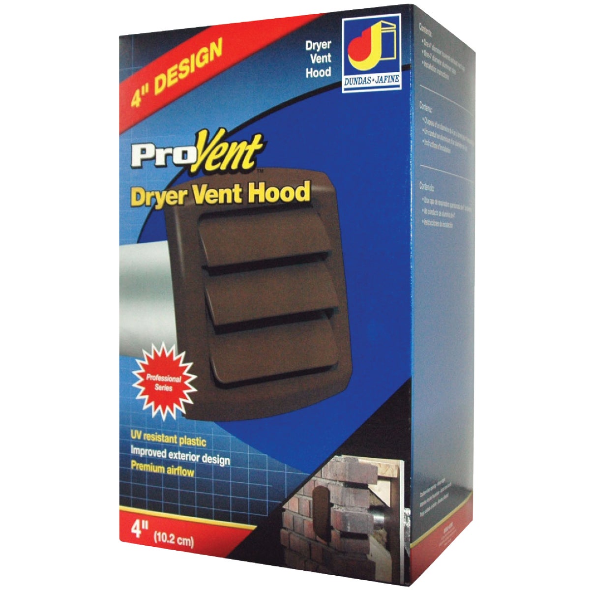 Dundas Jafine ProVent 4 In. Brown Louvered Dryer Vent Hood