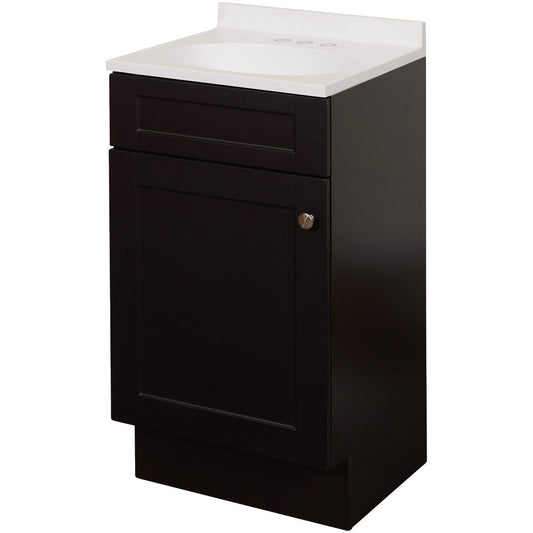 Zenith Zenna Home Espresso 18 In. W x 35 In. H x 16 In. D Shaker Vanity with White Cultured Marble Top