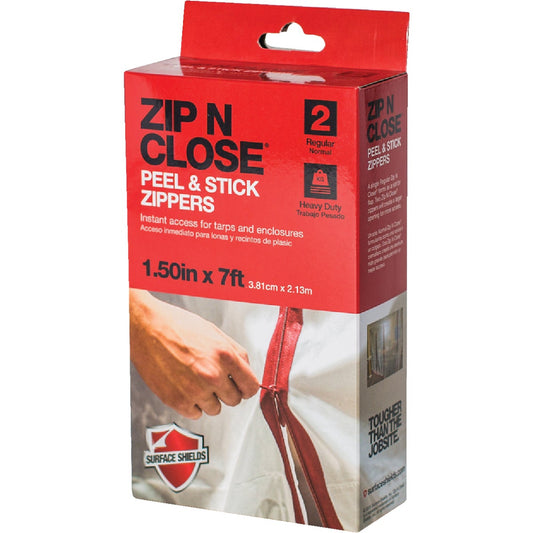 Surface Shields Zip N Close 1 1/2 In. X 7 Ft. Red Peel and Stick Plastic Barrier Zipper (2-Pack)