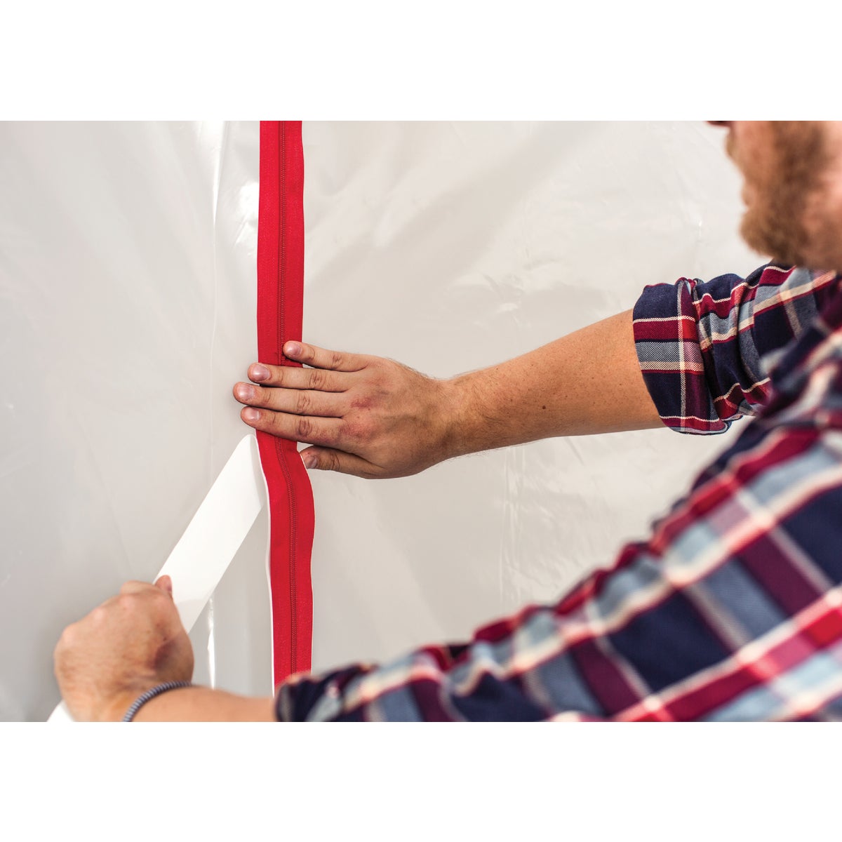 Surface Shields Zip N Close 1 1/2 In. X 7 Ft. Red Peel and Stick Plastic Barrier Zipper (2-Pack)