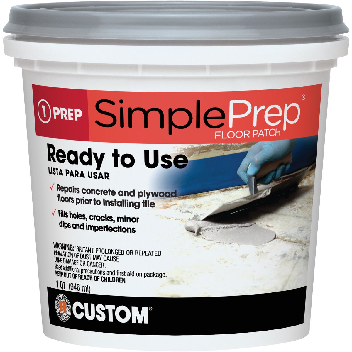 SimplePrep Pre-Mixed Floor Patch, Gray, 1 Qt.