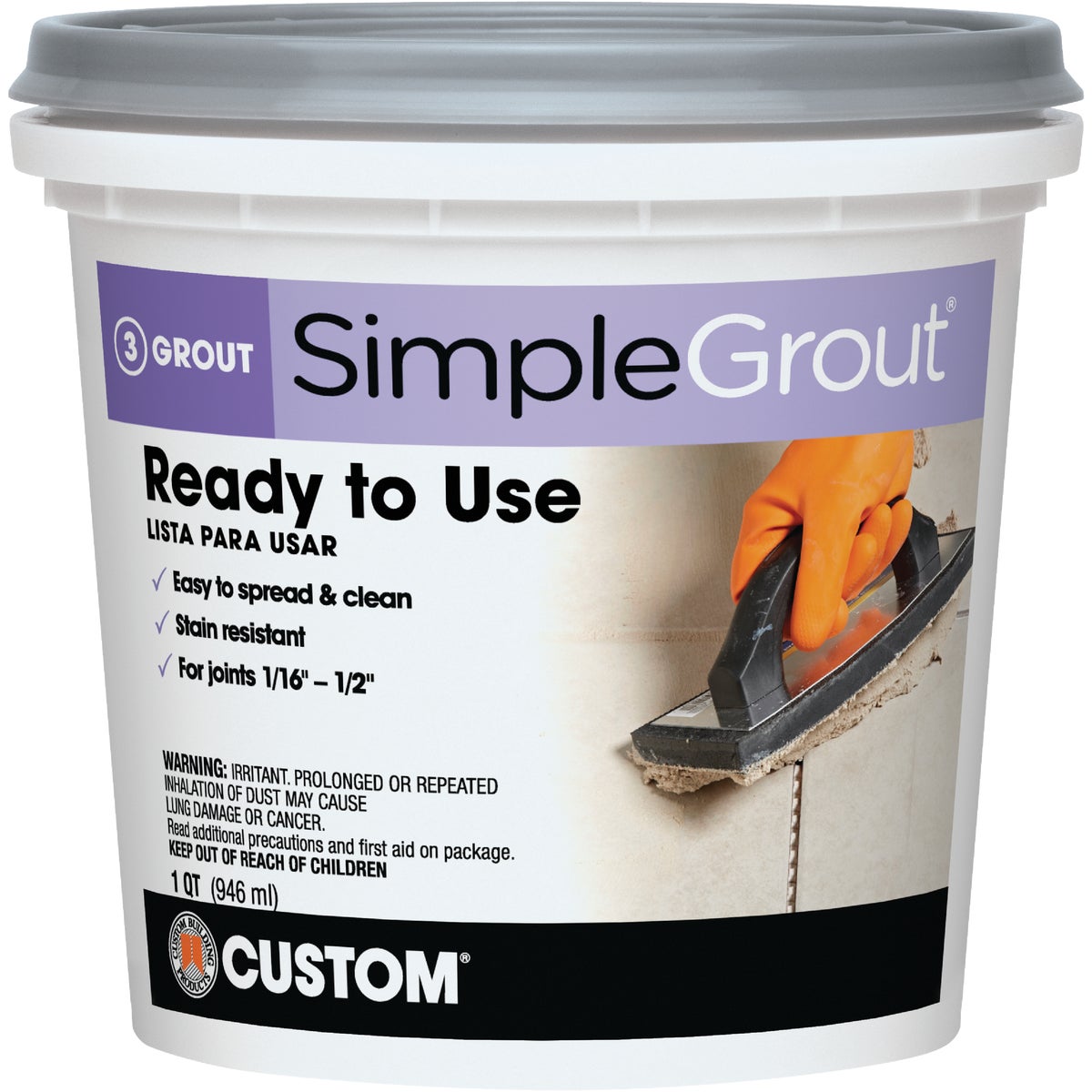 Custom Building Products Simplegrout Quart Earth Pre-Mixed Tile Grout