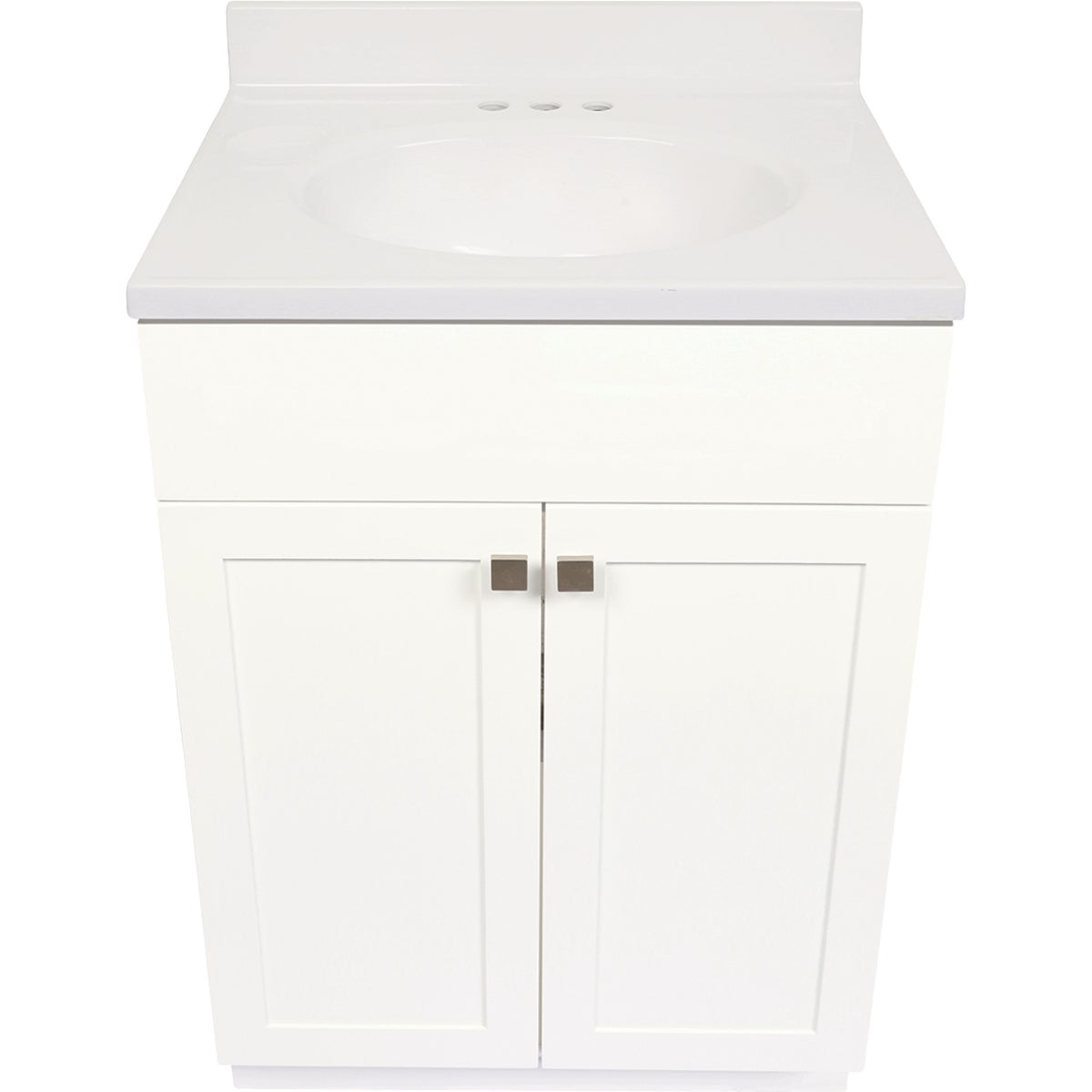 Modular Charleston White 24 In. W x 34-1/2 In. H x 18 In. D Vanity with White Cultured Marble Top