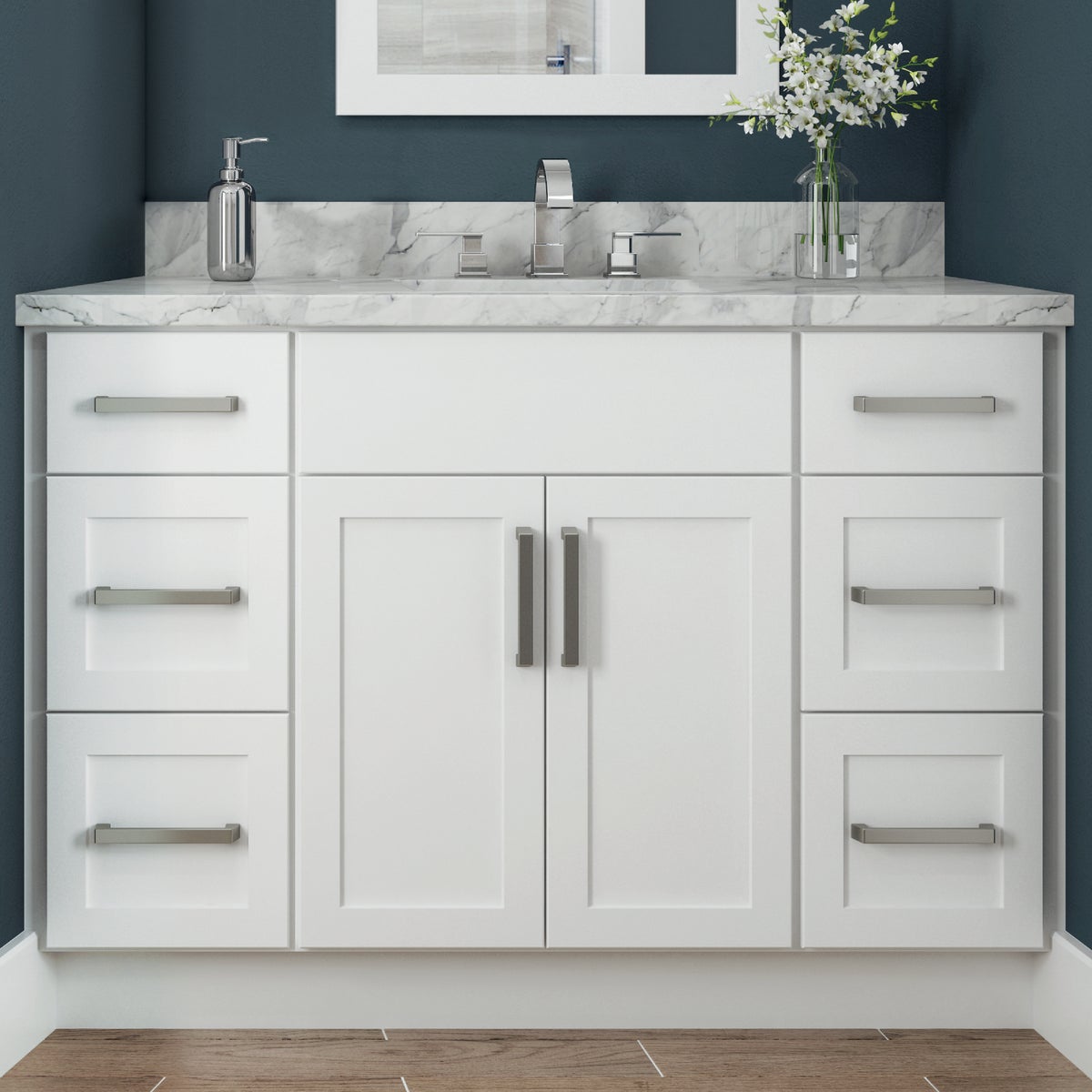 Continental Cabinets Andover Shaker 24 In. W x 34-1/2 In. H x 21 In. D White Vanity Sink Base