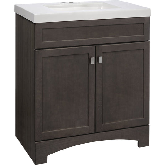 Continental Cabinets Davison Gray 30-1/2 In. W x 35-1/2 In. H x 18-3/4 In. D Vanity with White Cultured Marble Top