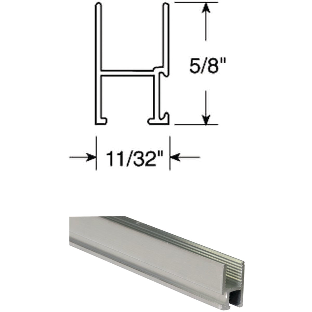 Prime-Line 11/32 In. x 5/8 In. x 72 In. Mill Triple Track Top Window Frame