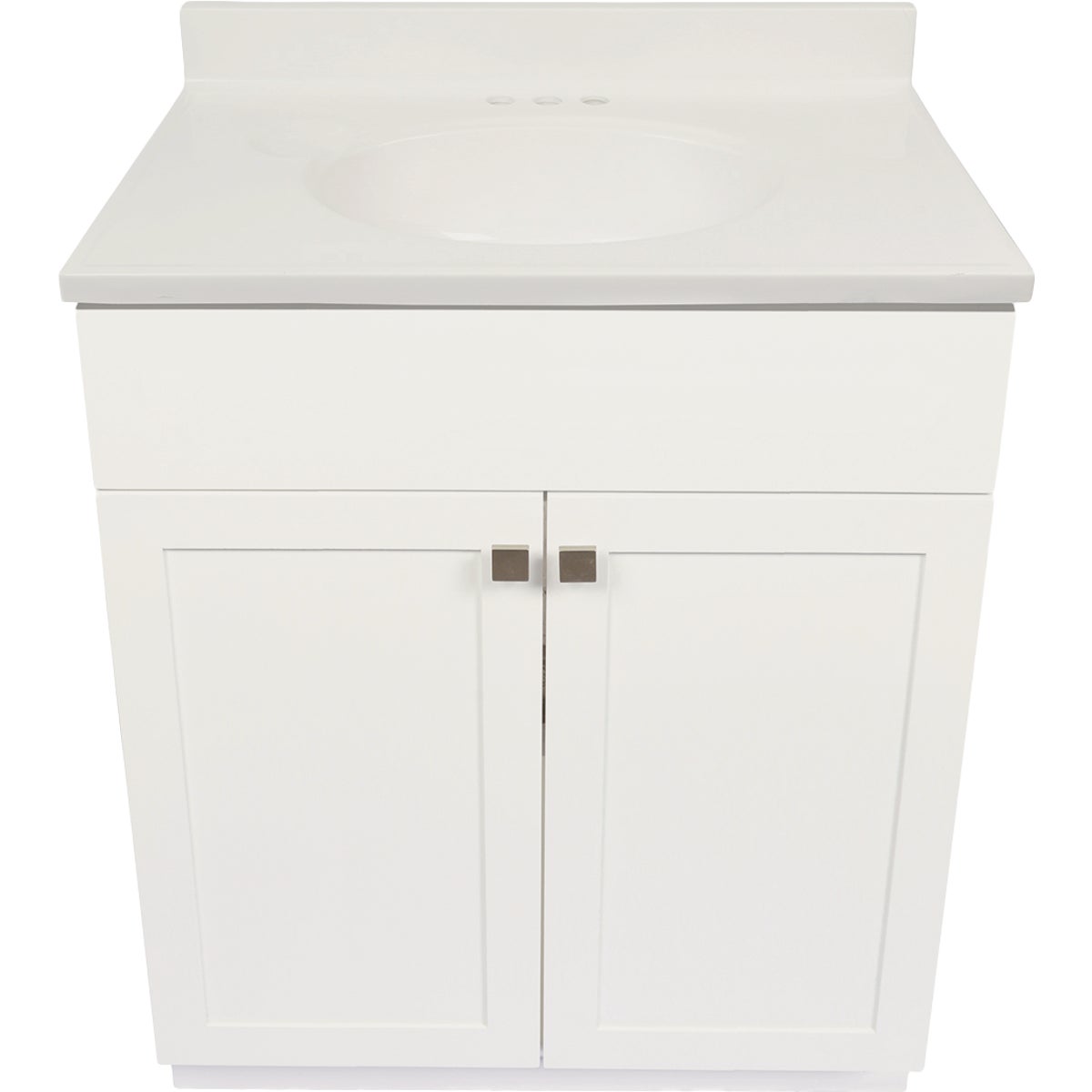 Modular Charleston White 30 In. W x 34-1/2 In. H x 18 In. D Vanity with White Cultured Marble Top