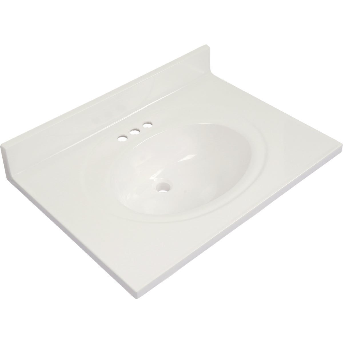 Modular Vanity Tops 31 In. W x 22 In. D Solid White Cultured Marble Flat Edge Vanity Top with Oval Bowl