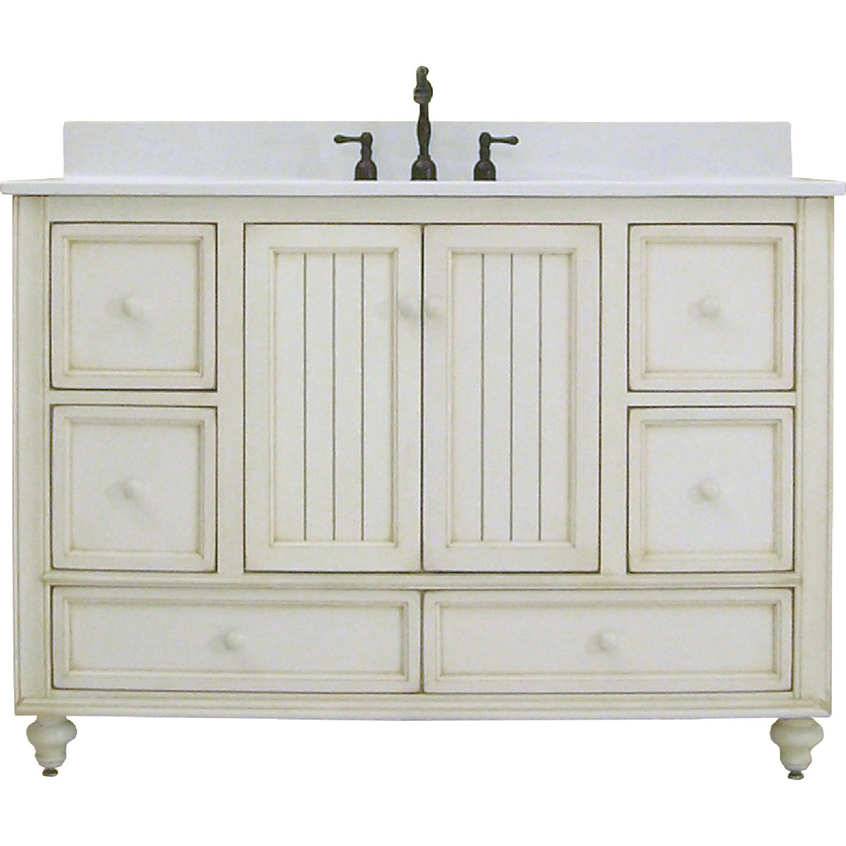 Sunny Wood Bristol Beach White 48 In. W x 34 In. H x 21 In. D Vanity Base, 2 Door/6 Drawer