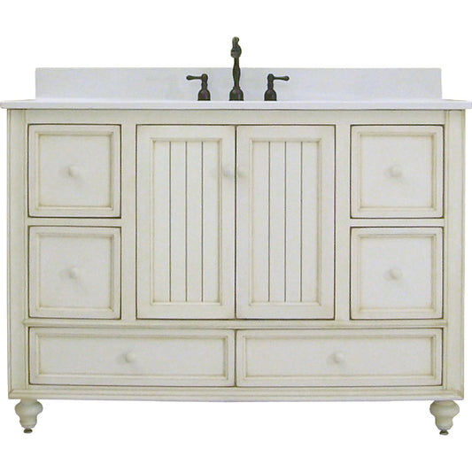 Sunny Wood Bristol Beach White 48 In. W x 34 In. H x 21 In. D Vanity Base, 2 Door/6 Drawer